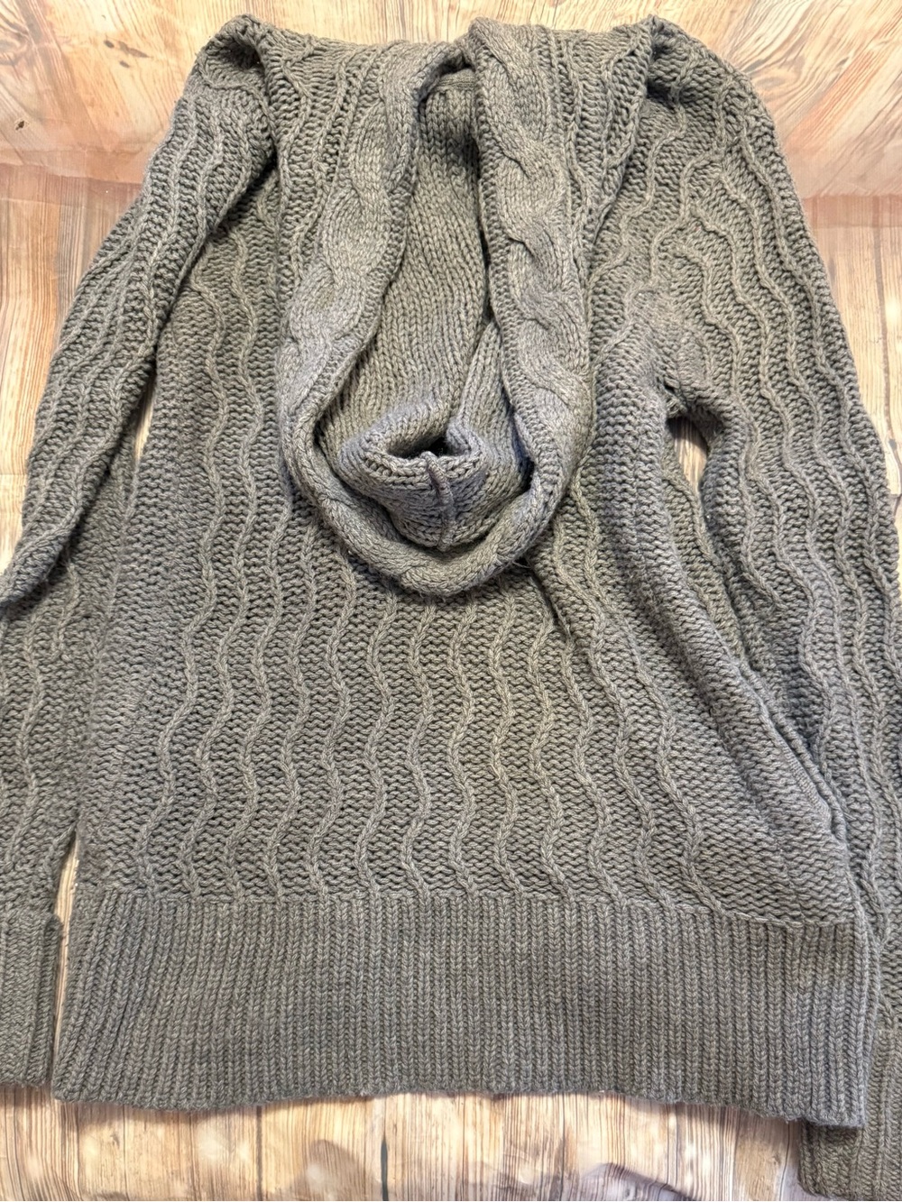 Cozy Cable Knit Button-Front Sweater Cardigan - Gray Vintage Y2K Zara - Picture 2 of 4